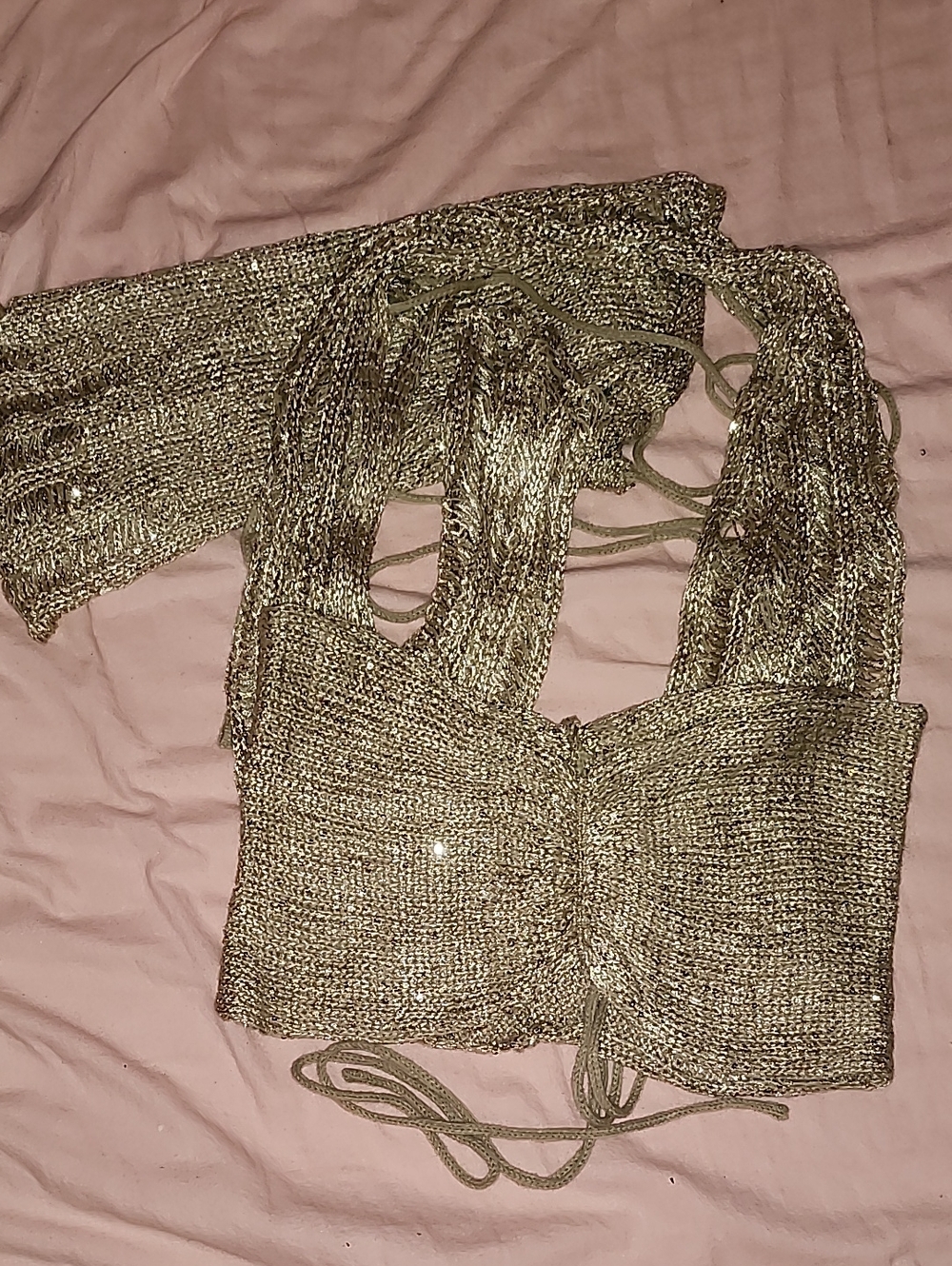 Metallic Halter Knit Crop Top in Gold, Work From Beach Be Like